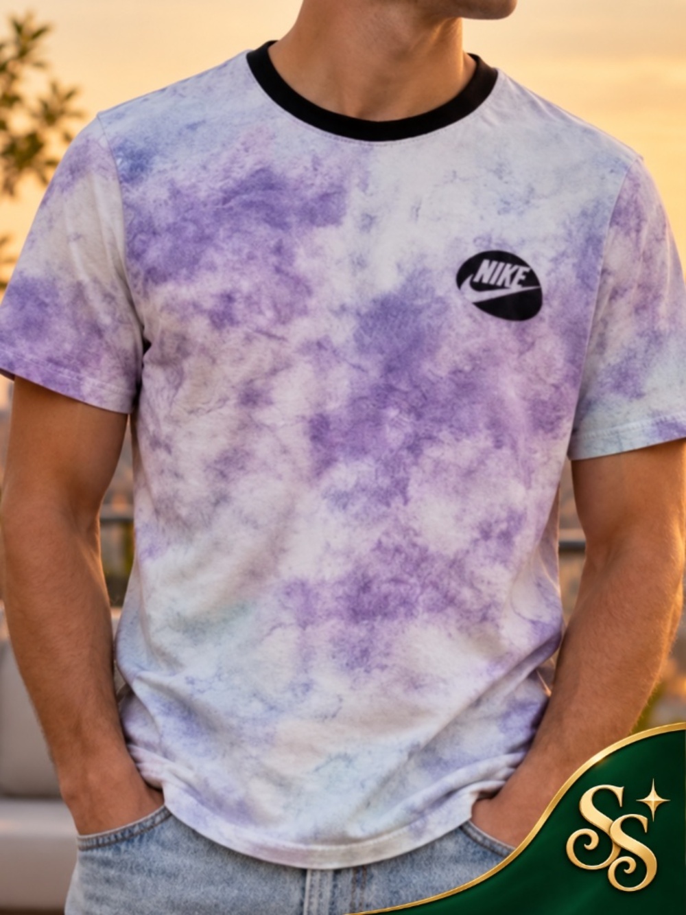 Nike Tee Galaxy Abalone Foam AOP Hook Tie Dye Men’s Size L
